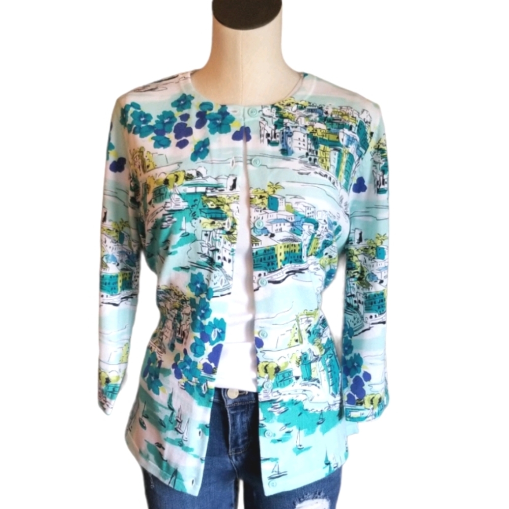 Christopher & Banks scenic print cardigan